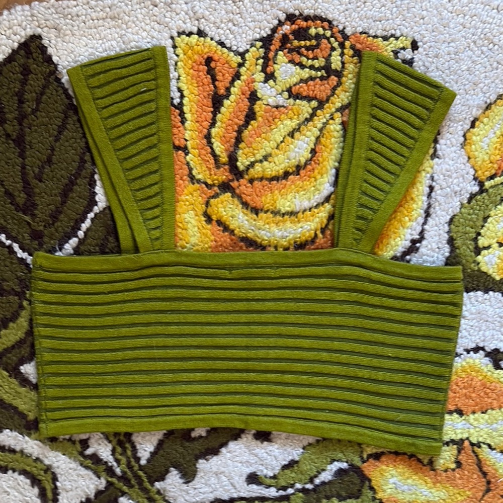 Wild Fable Green Ribbed Crop Top - Picture 4 of 5